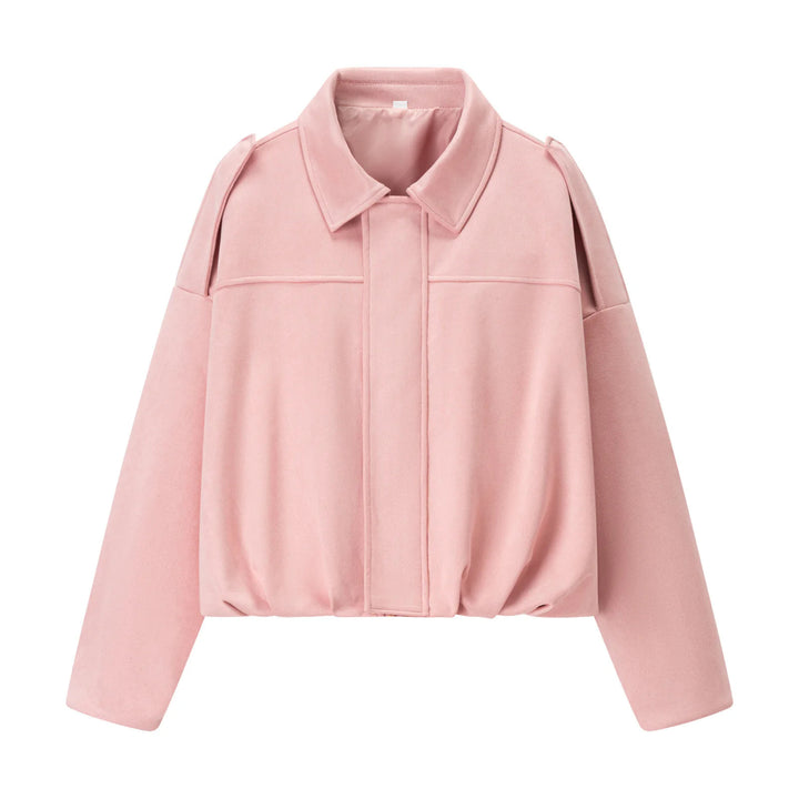 Damen nan cropped Boxy-Blouson mit Hemdkragen, verdeckter Frontleiste und elastischem Saum Echo Archiv