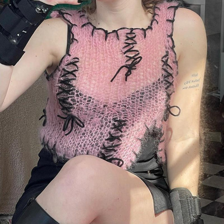 Damen luftiger Strickpulli mit dekorativen Nähten Echo Archiv