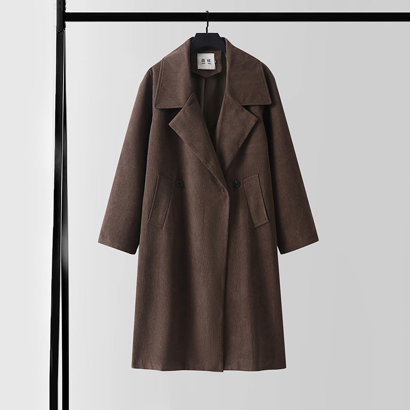 Damen Oversize Wollmix-Mantel mit breitem Revers und verdeckter Doppelknopfleiste Echoarchiv