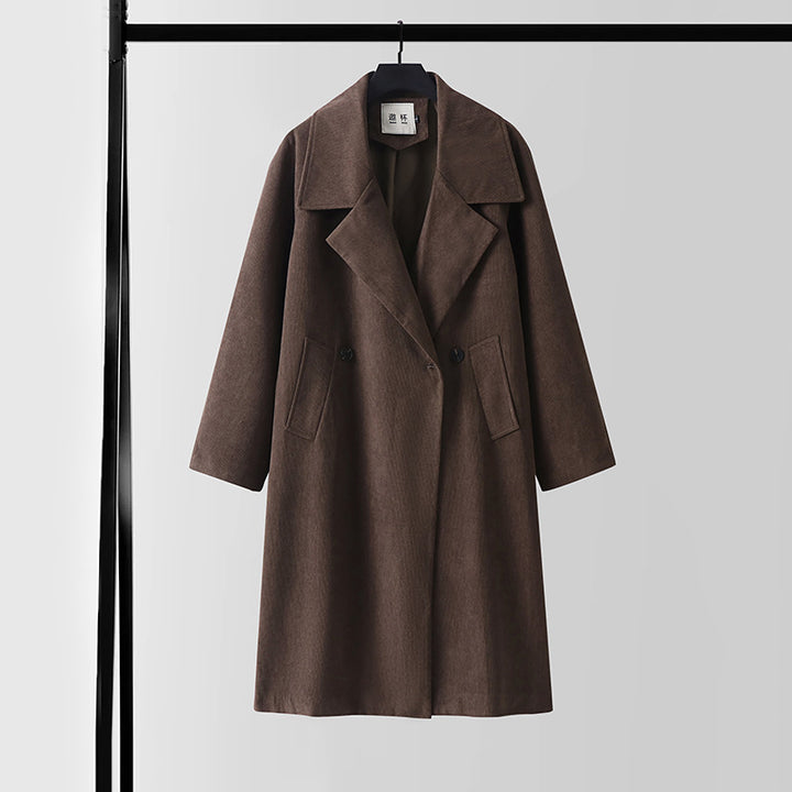 Damen Oversize Wollmix-Mantel mit breitem Revers und verdeckter Doppelknopfleiste Echoarchiv