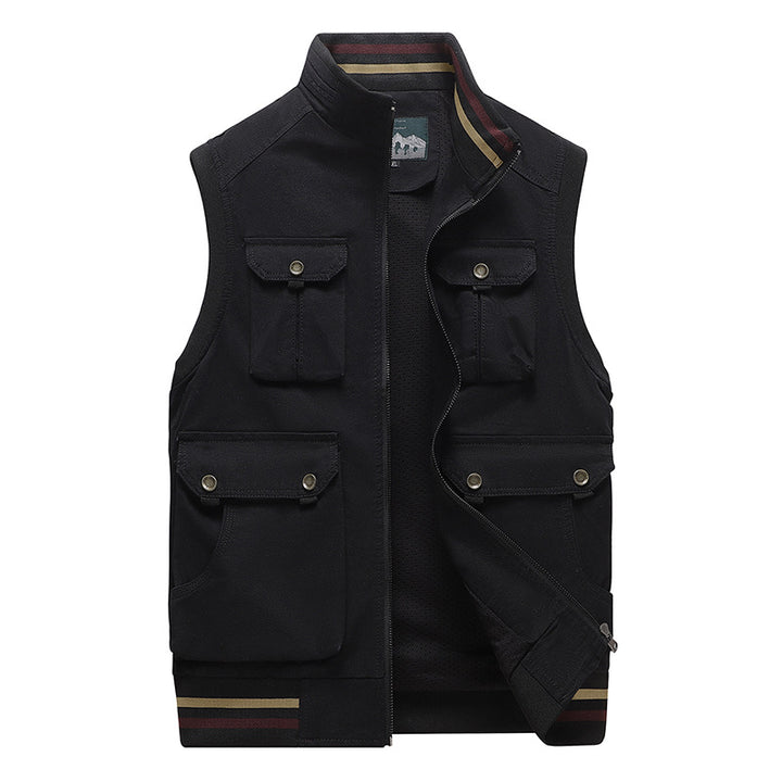 Herren Multifunktionale Outdoor-Weste mit vier Pattentaschen, Stehkragen und Mesh‑Futter – Marzano