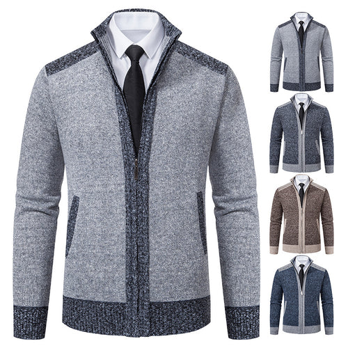 Herren nan strukturierter Strickcardigan mit Stehkragen und durchgehendem Reißverschluss Echo Archiv