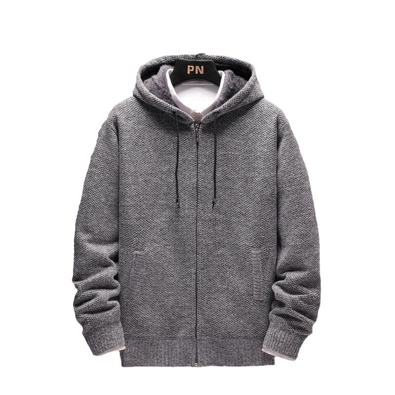 Herren kuschelige Fleecejacke mit Kapuze und praktischen Taschen Echoarchiv