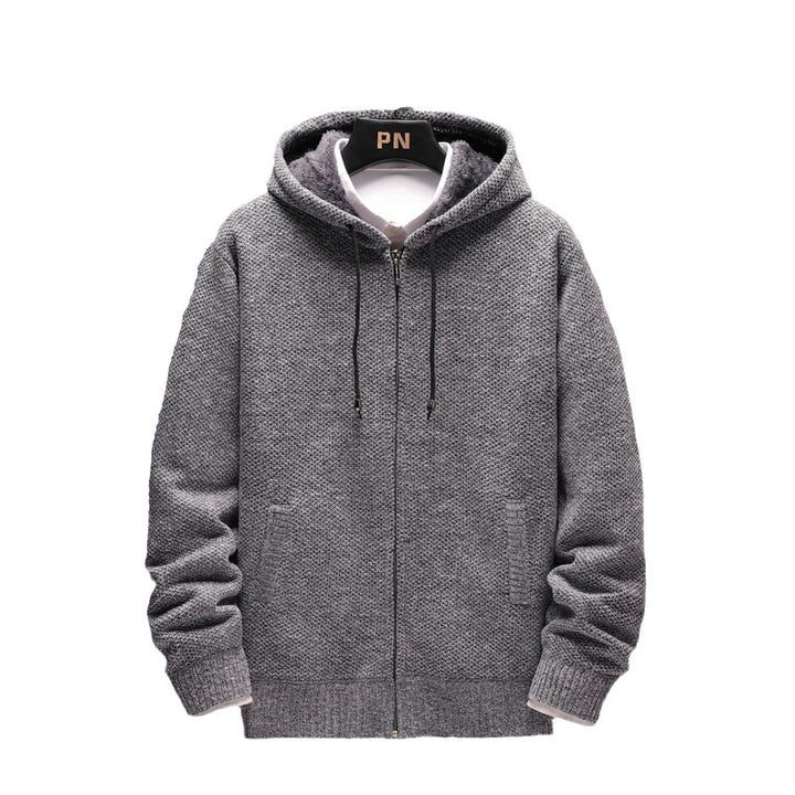 Herren kuschelige Fleecejacke mit Kapuze und praktischen Taschen Echoarchiv