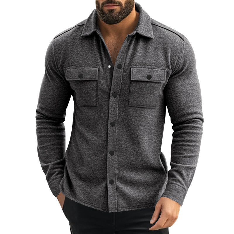 Herren lässige Flanelljacke mit praktischen Brusttaschen und durchgehendem Knopfverschluss Echoarchiv