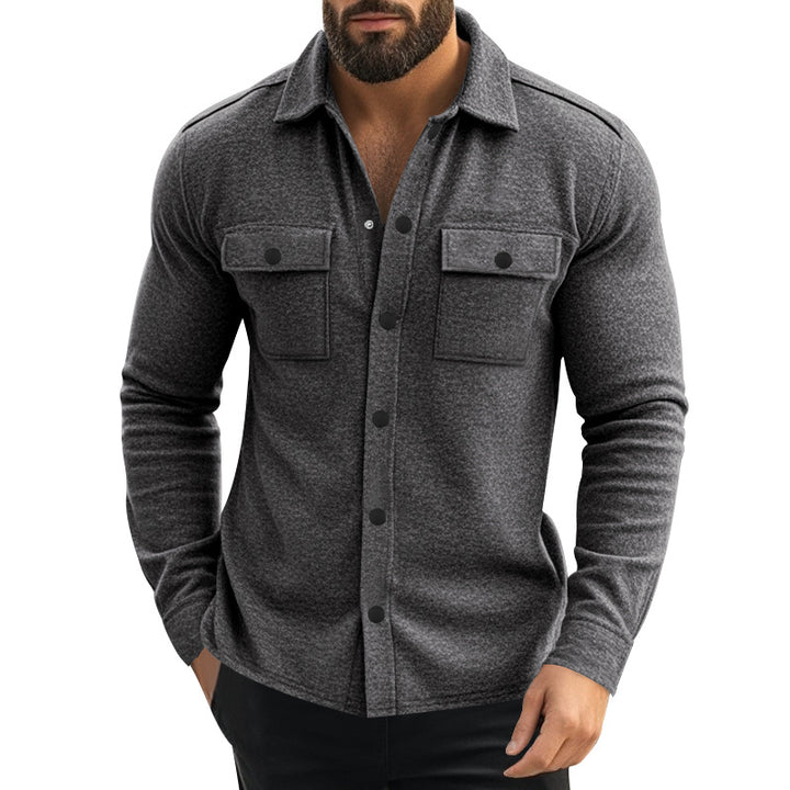 Herren lässige Flanelljacke mit praktischen Brusttaschen und durchgehendem Knopfverschluss Echoarchiv