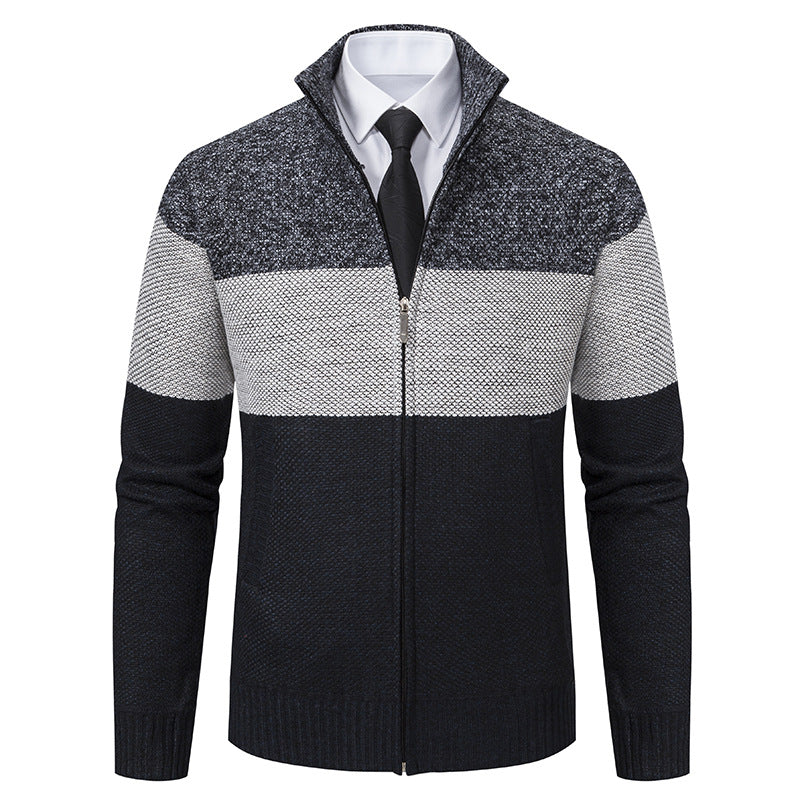 Herren modische Strickjacke mit hohem Kragen und modernem Reißverschluss Echoarchiv