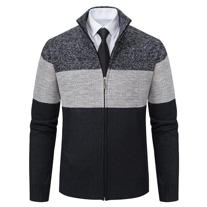 Herren modische Strickjacke mit hohem Kragen und modernem Reißverschluss Echoarchiv