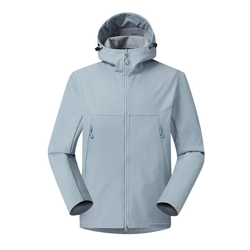 Herren Minimalistische Softshell-Hoodie mit atmungsaktiver Membran, verdeckten Reißverschlusstaschen und ergonomischem Schnitt Echo Archiv