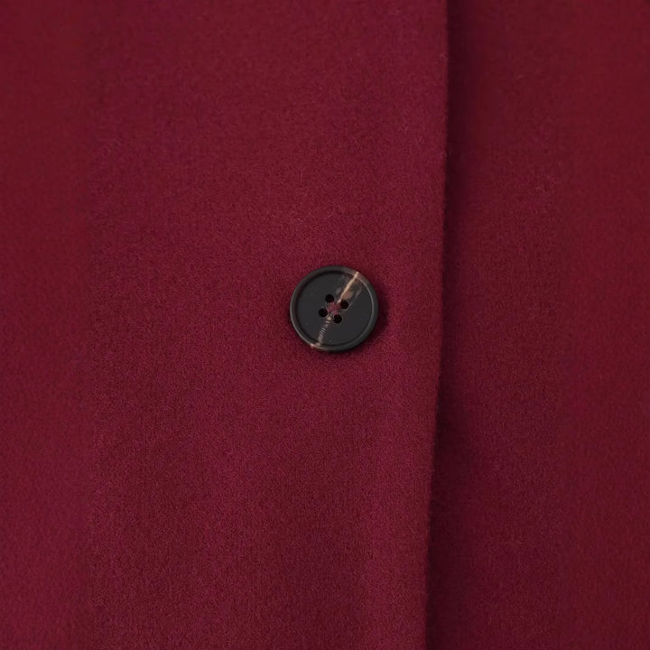 Damen kastiger Mantelblazer mit integriertem Schlauchschal, legerer Boxy‑Silhouette und Pattentaschen – Célinea