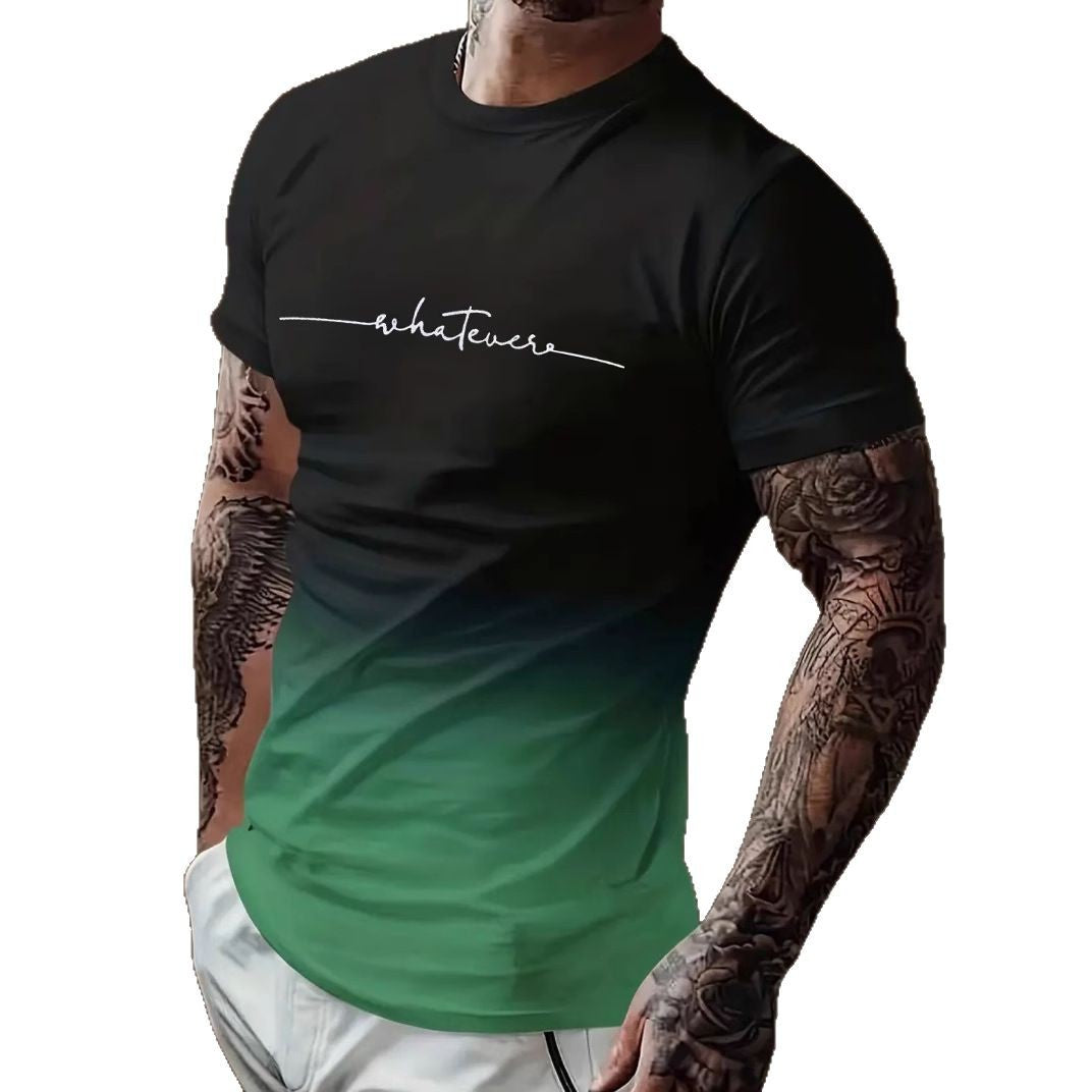 Herren T-Shirt mit modernem Farbverlauf und Palmenstickerei Echoarchiv