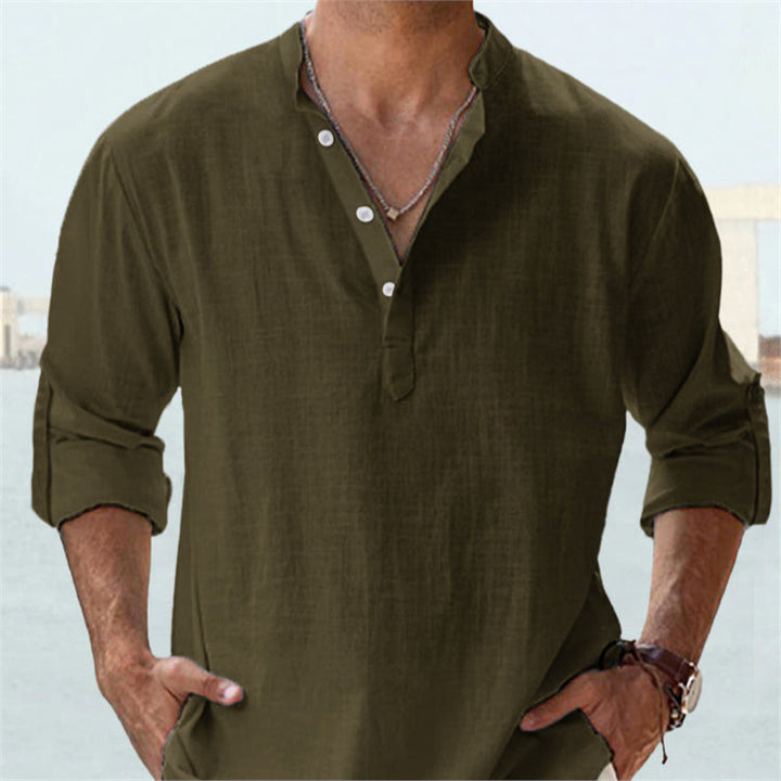 Herren Langarm Henley-Shirt mit lässigem Knopfverschluss und hochwertiger Baumwolle Echoarchiv
