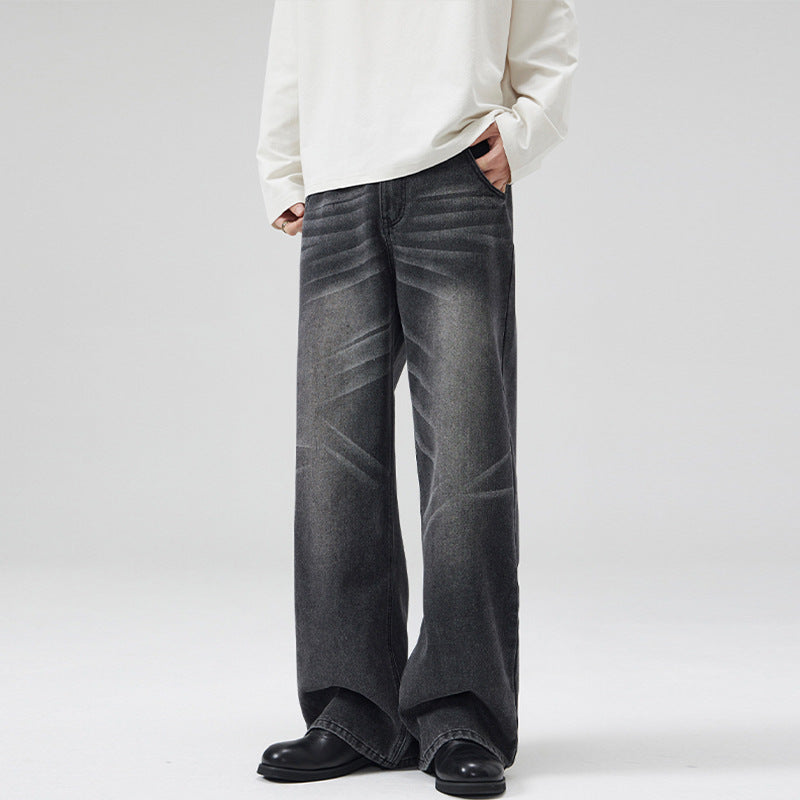 Herren Weite Denim-Jeans im Retro-Workwear-Look mit markanten Whisker- und Faltenakzenten Echo Archiv
