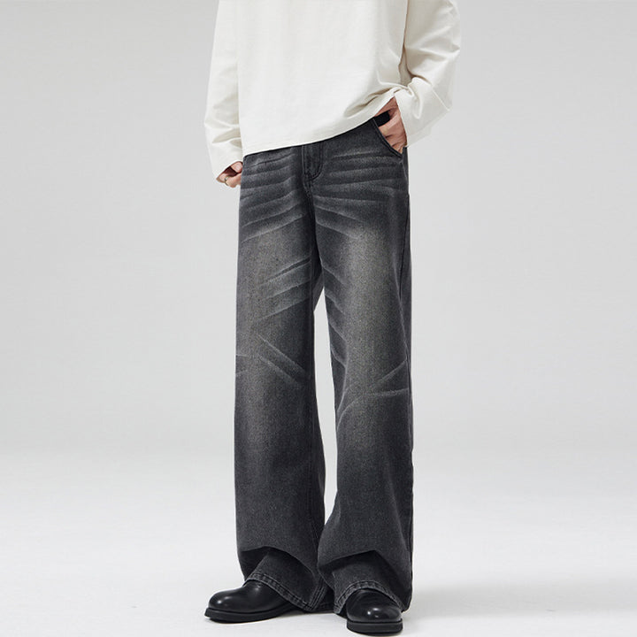 Herren Weite Denim-Jeans im Retro-Workwear-Look mit markanten Whisker- und Faltenakzenten Echo Archiv