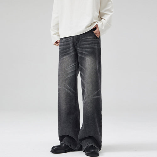 Herren Weite Denim-Jeans im Retro-Workwear-Look mit markanten Whisker- und Faltenakzenten Echo Archiv