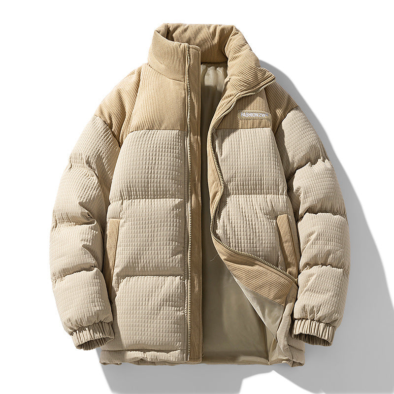 Herren Wattierte Cordoptik Steppjacke mit hohem Stehkragen und Thermofutter Echoarchiv