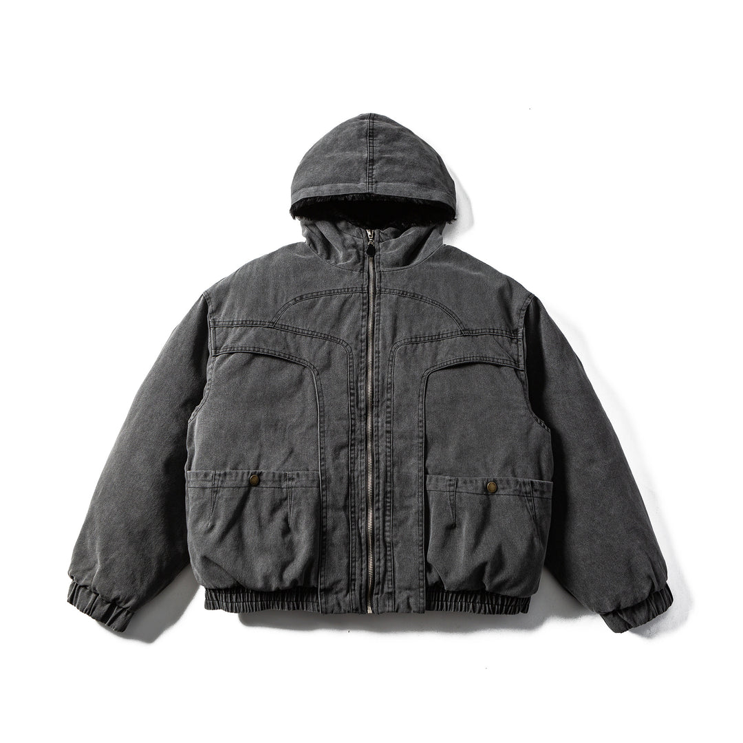 Herren Robuste Kapuzen-Fieldjacke mit Teddyfutter und Utility-Taschen Echoarchiv