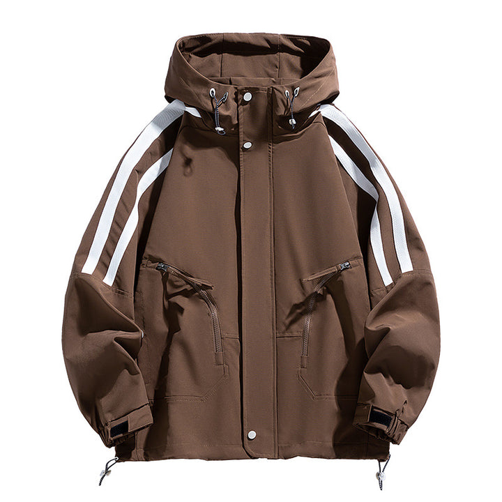 Unisex Sportlich-urbaner Kapuzen-Windbreaker mit Kontraststreifen Echo Archiv
