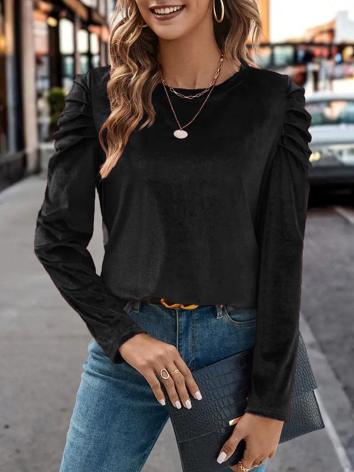 Damen Elegantes Langarmshirt mit Raffungen Echo Archiv