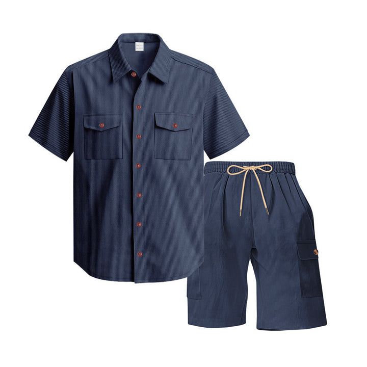 Herren lässiges Kurzarmhemd mit Cargo-Shorts Set Echoarchiv