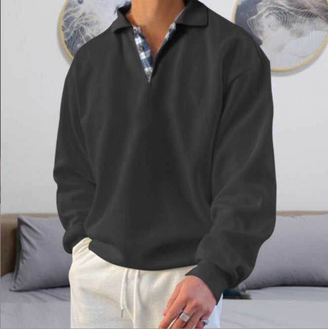 Herren nan lässiger Pullover mit Polokragen und verdeckter Karo-Innenseele aus Baumwollmischung Echo Archiv