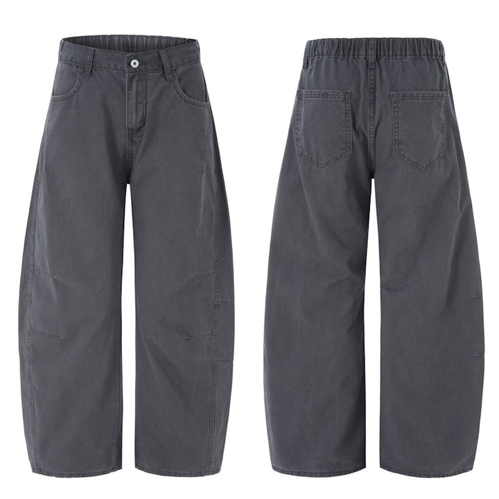 Damen Weite hochtaillierte Canvas-Hose mit elastischem Rückbund und Utility-Nähten Echo Archiv