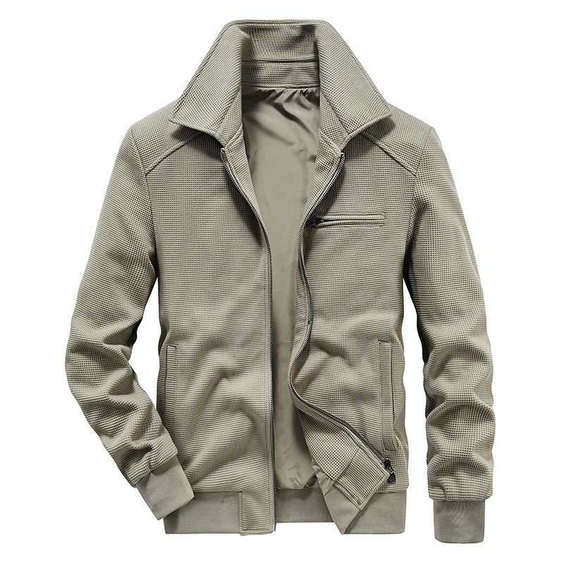 Herren Waffelstrick-Blouson mit Stehkragen, Reißverschluss und Brusttasche Echo Archiv