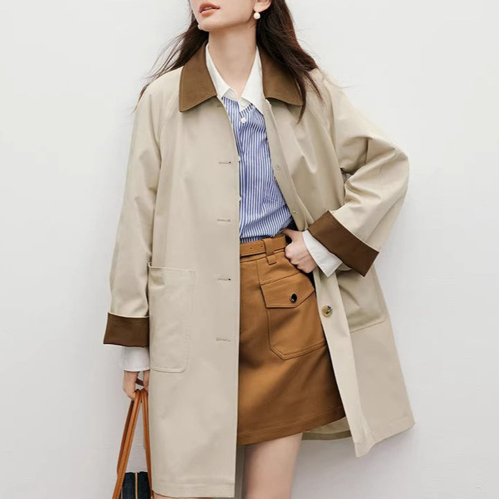 Damen Modische Übergangsjacke mit kontrastreichen Ärmeln Echoarchiv