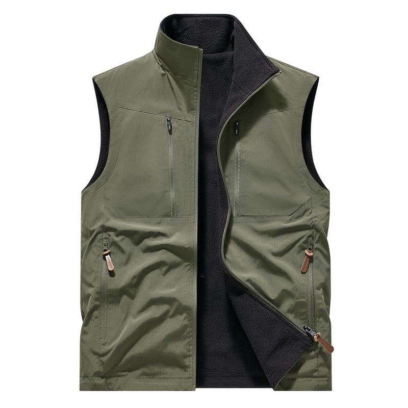 Herren Winddichte Softshell‑Weste mit Fleece‑Futter & Multifunktionstaschen Echoarchiv