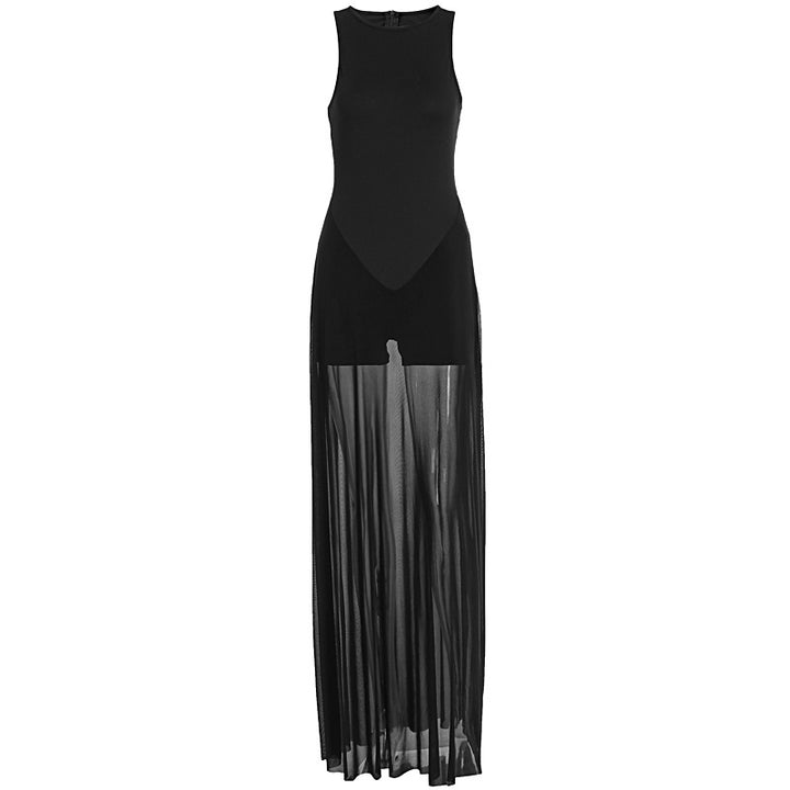 Damen Elegantes Maxi-Kleid mit transparentem Chiffon-Überwurf und figurbetontem Inneren Echo Archiv