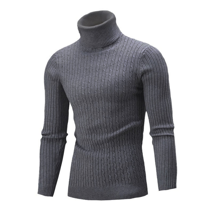 Herren Eleganter Strickpullover mit Stehkragen und feinem Zopfmuster Echoarchiv