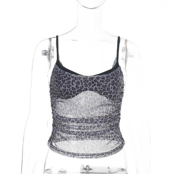 Damen sportliches Spitze Top mit Leopardenmuster Echo Archiv