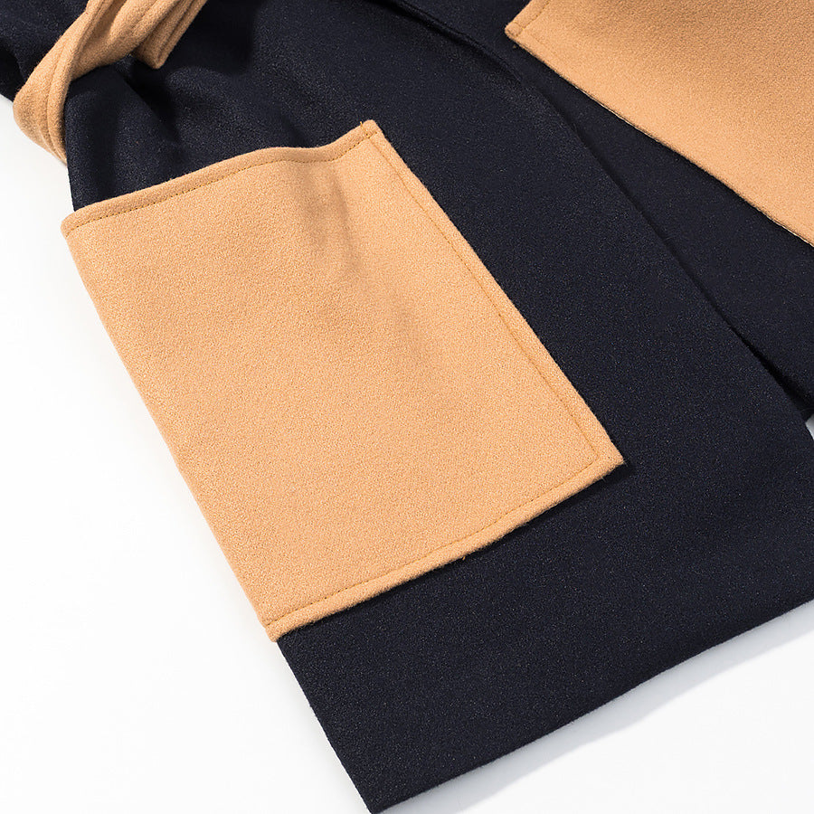 Damen Kurzmantel mit Bindegürtel, Kontrasttaschen und Kunstfellmanschetten Echo Archiv