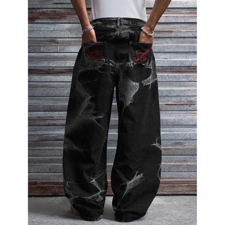 Herren Weit geschnittene Denim-Hosen mit besonderem Waschungseffekt Echoarchiv