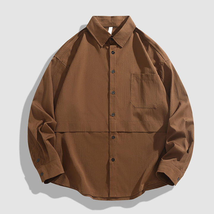 Herren lässige Langarmhemdjacke mit praktischer Brusttasche Echoarchiv