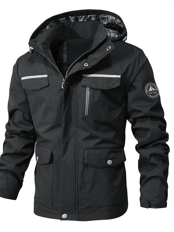 Herren Wasserabweisender Softshell-Parka mit Kapuze, reflektierenden Einsätzen und Multifunktionstaschen Echoarchiv