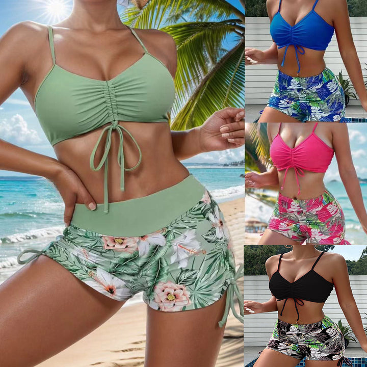 Damen Sportliches Bikini-Set mit verstellbarem Oberteil und dekorativen Shorts Echo Archiv