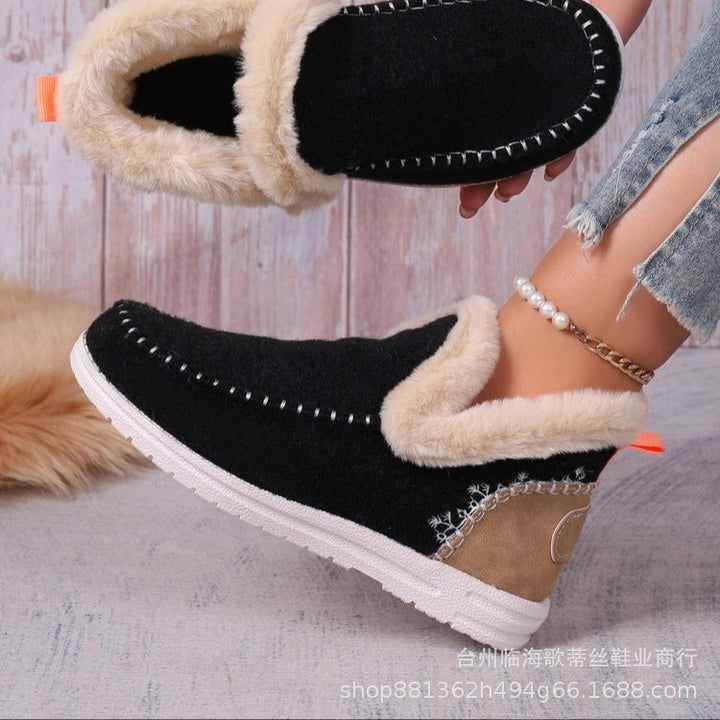 Damen Gefütterte Kurzstiefel-Hausschuhe mit Faux-Fellkragen und rutschfester Gummisohle – Lioré