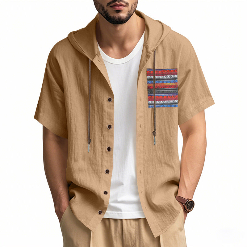 Herren leichtes Kapuzenshirt mit buntem Muster und strukturierter Oberfläche Echoarchiv