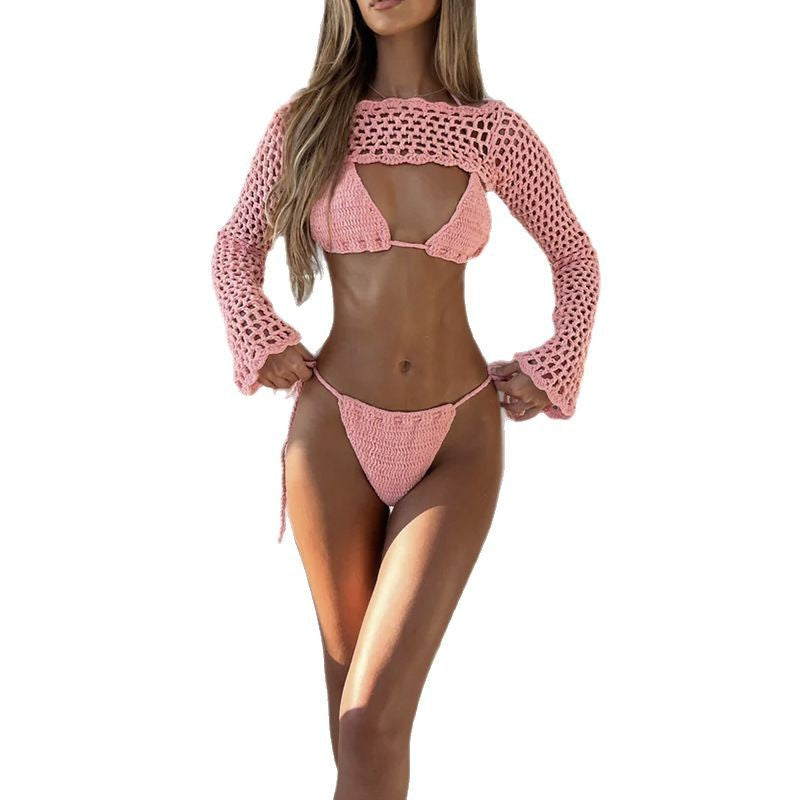 Damen elegantes gehäkeltes Bikini-Set mit durchbrochenem Oberteil und verstellbaren Trägern Echo Archiv