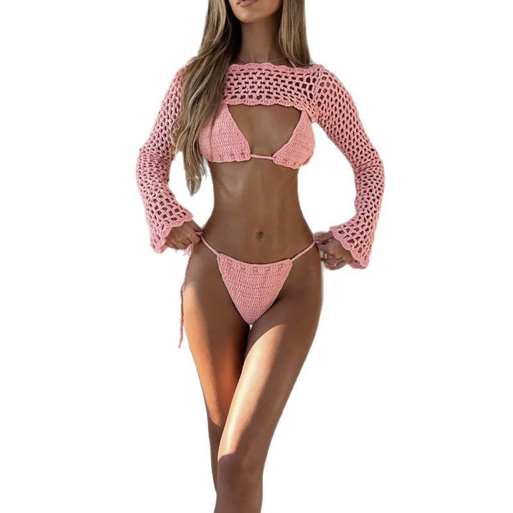 Damen elegantes gehäkeltes Bikini-Set mit durchbrochenem Oberteil und verstellbaren Trägern Echo Archiv