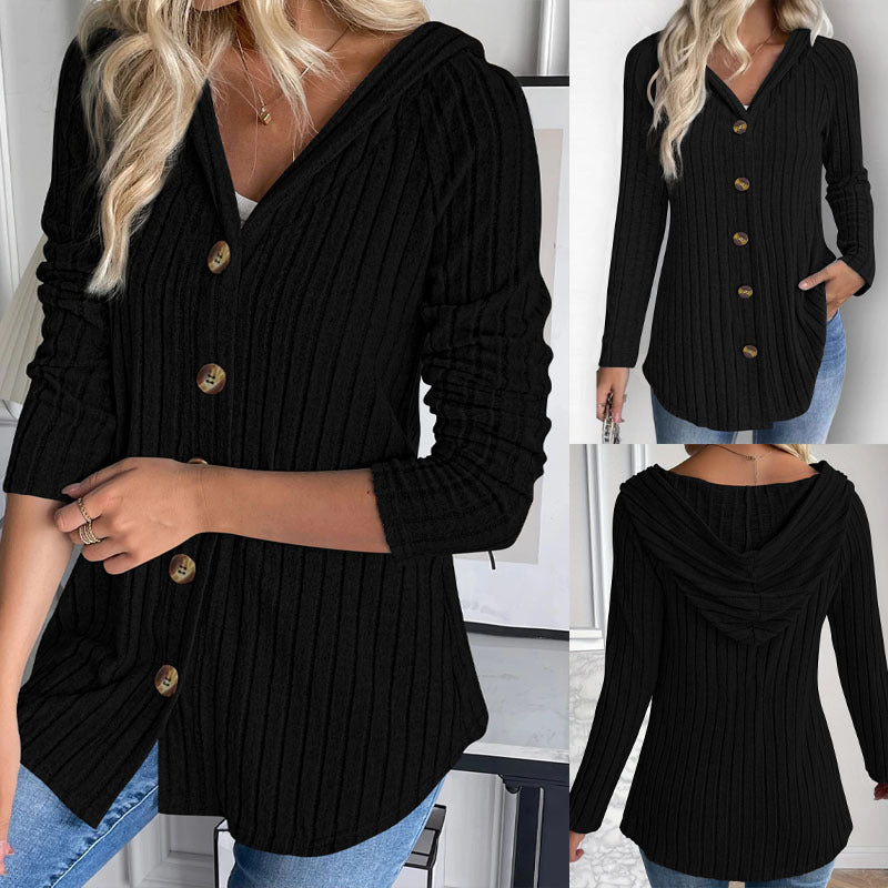 Damen Gerippte Longcardigan-Tunika mit Knopfleiste und Eingrifftaschen Echoarchiv