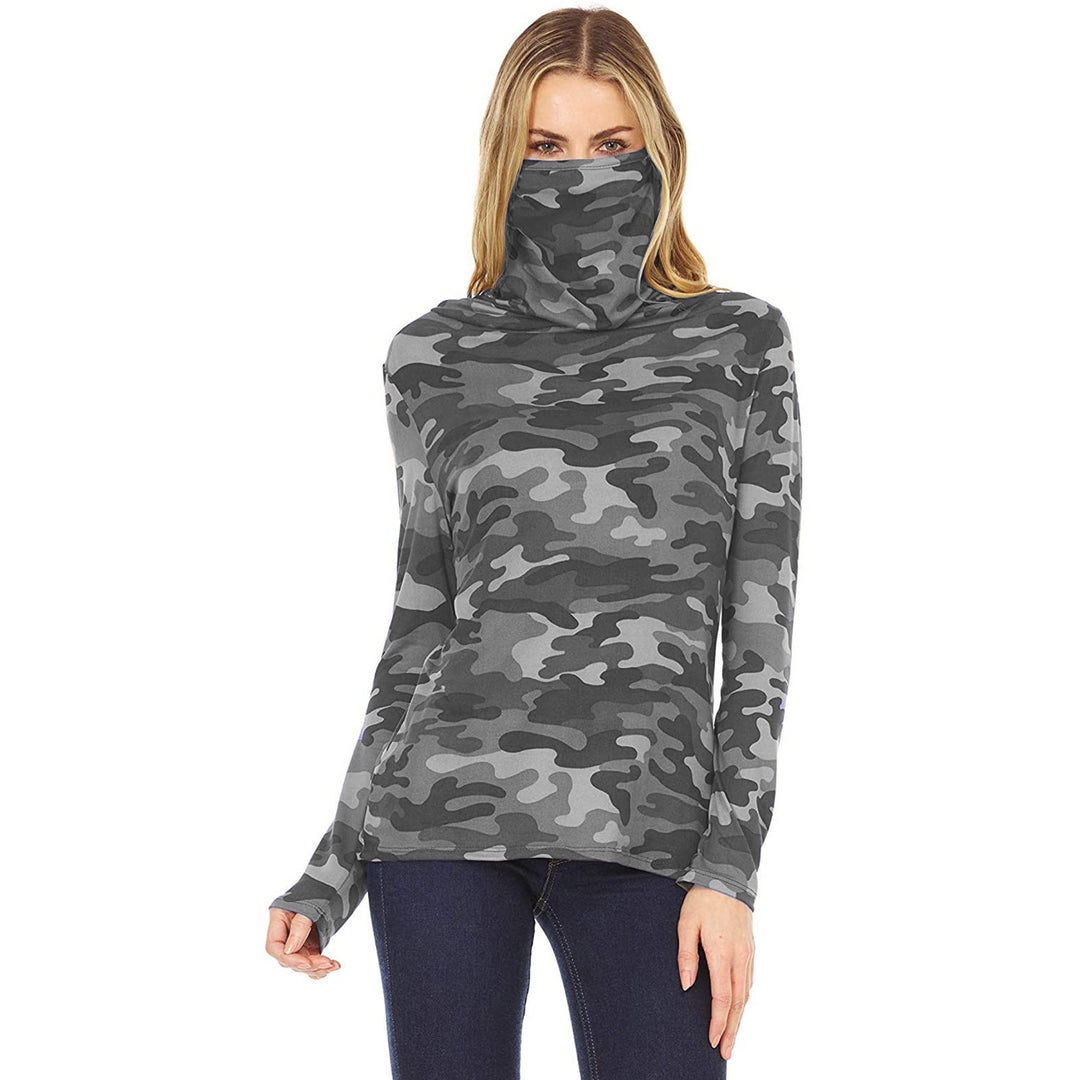 Damen Camouflage-Jersey-Longsleeve mit integriertem Schlauchkragen Echoarchiv