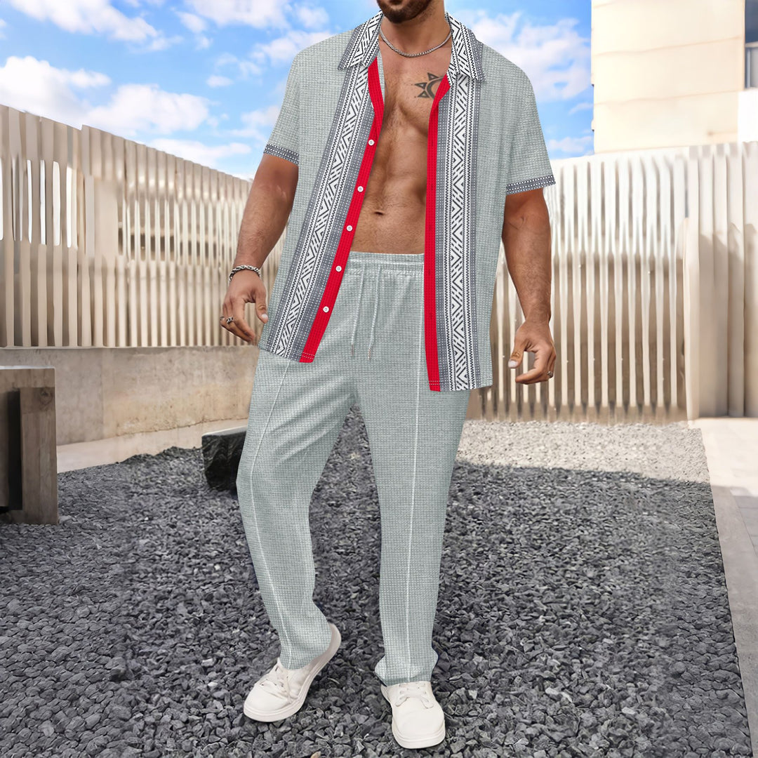 Herren lässiges Freizeit-Outfit mit modischem Druck und atmungsaktiven Materialien Echoarchiv