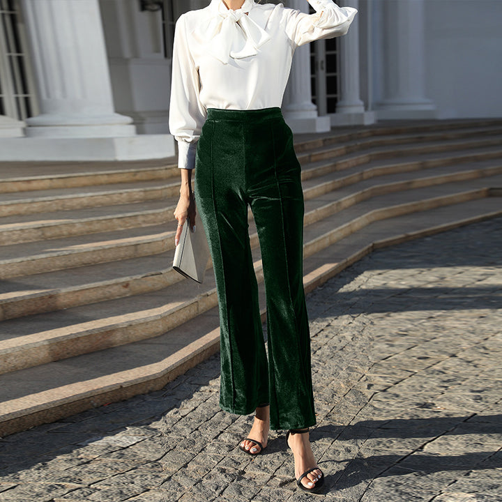 Damen Hochtaillierte Samtweite Hosen Echoarchiv