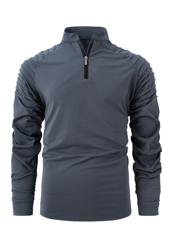 Herren Sportliches Langarmshirt mit Reißverschluss und Rippdetails Echoarchiv