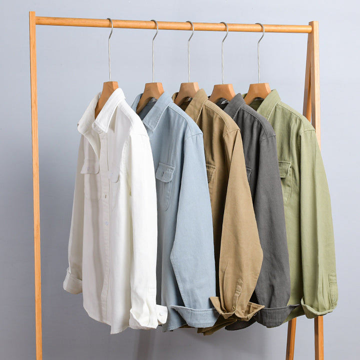 Herren Leichtes Baumwoll-Twill-Overshirt mit Brustklappen und Relaxed-Fit Echoarchiv