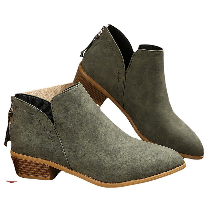 Damen nan spitze Ankleboots mit niedrigem Holzblockabsatz, V‑Cut Seitenöffnung und rückseitigem Reißverschluss Echo Archiv