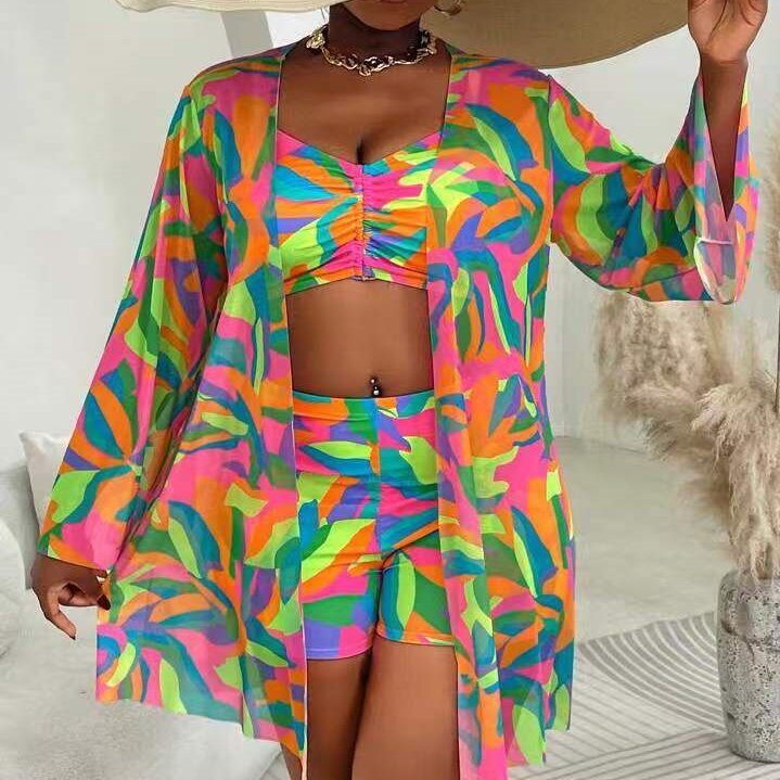 Damen Badeset mit transparentem Kimono und lässigem Oberteil Echo Archiv