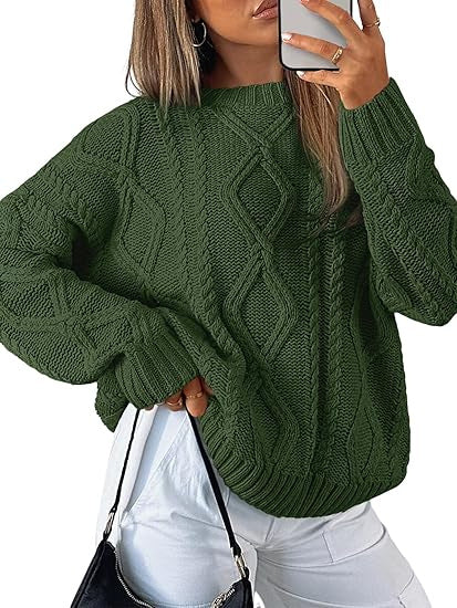 Damen Oversize-Zopfmuster-Pullover aus grobem Strick – Mavelle